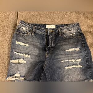 KanCan Ripped Dark Blue Boyfriend Shorts